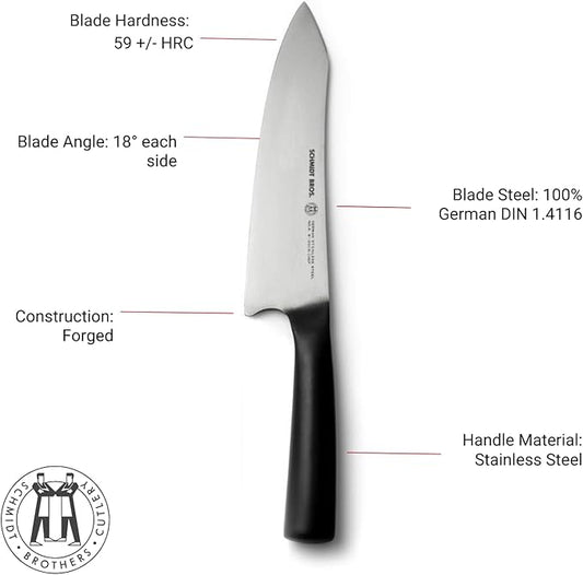 Schmidt Brothers - Carbon 6, 7-Piece Kitchen Knife Set, High-Carbon Stainless Steel Cutlery with Midtown Acacia and Acrylic Magnetic Knife Block