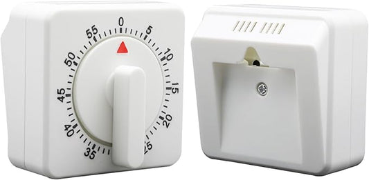 Hitefu 2 Pcs Square 60 Minute Mechanical Kitchen Timer, Visual Cooking Timer with Loud Alarm & No Batteries for Classroom/Home (White)