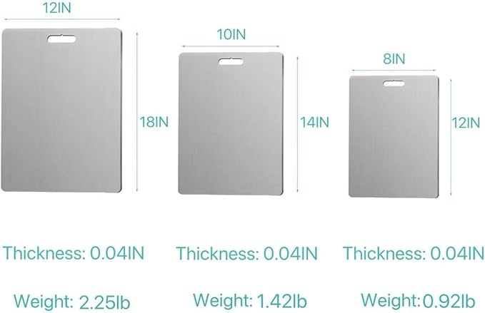 2026 Upgraded Titanium Cutting Board for Kitchen, Extra Thick 100% Pure Titanium Chopping Board, Double-Sided Food-Grade Board with Scratch-Resistant Surface & Smooth Rounded Edges(12×8IN)