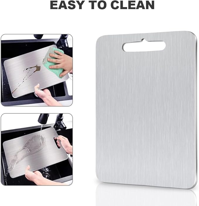 HYUEE Pure Titanium Cutting Board Food Grade Cutting Board Non-slip surface is lightweight and resistant to deformation, suitable for outdoor camping and kitchen - Dishwasher safe(12"L x 8"W)