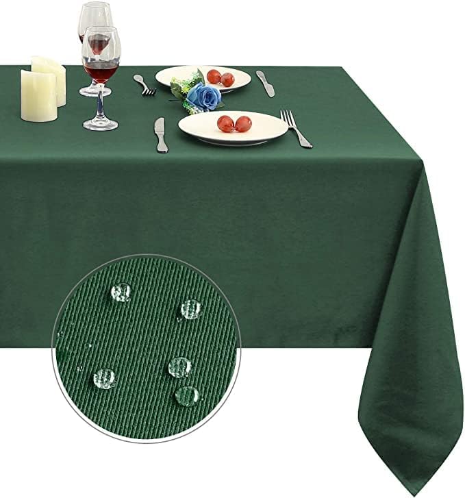 Obstal 210GSM Rectangle Green Table Cloth, Christmas Decorations Waterproof Tablecloth, Table Cover Protector for Holiday Party Use (Blackish Green,54 x 78 Inch)