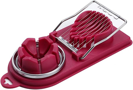 Egg Wedger Egg Slicer Stainless Steel Boiled Wedger Divider Heavy Duty Hard Eggs Slicer Tool Red