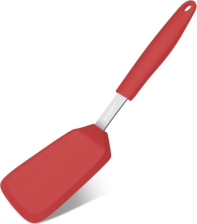 Silicone Spatula, 13 x 3.2 In, 600°F Heat Resistant Kitchen Spatula, BPA Free, Flexible Turner For Non Stick Frying Pan, Cooking, Flipping Egg and Pancake, Dishwasher Safe (Red)
