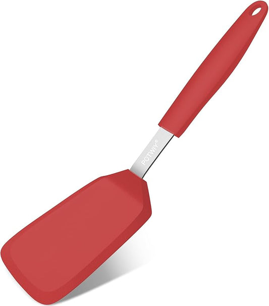 Silicone Spatula, 13 x 3.2 In, 600°F Heat Resistant Kitchen Spatula, BPA Free, Flexible Turner For Non Stick Frying Pan, Cooking, Flipping Egg and Pancake, Dishwasher Safe (Red)