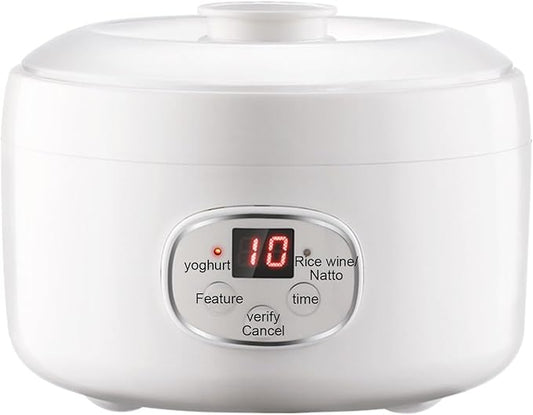 Yogurt Machine, Automatic and Portable, with a Transparent and Visible Glass Inner Container, Real-time Display Screen, Suitable for Making Yogurt, Rice Wine, and Natto