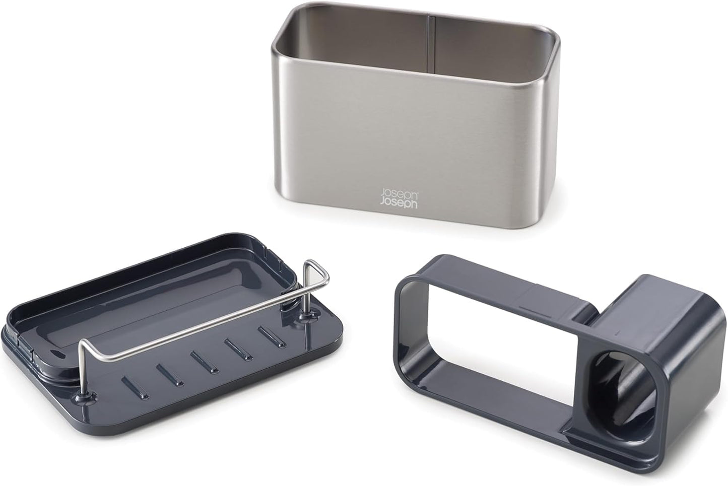 Joseph Joseph Surface Stainless Steel Sink Caddy, Sink Area Organizer and Sponge Holder, Gray