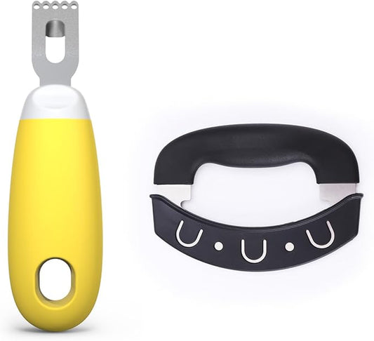 KITCHENDAO Citrus Lemon Peeler Zester Tool and Super Sharp Pizza Cutter Mezzaluna Salad Chopper