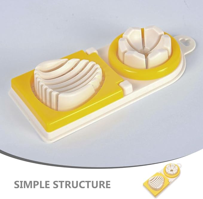 PRETYZOOM Metal Onion Slicer Egg Slicer for Boiled Egg with Stainless Steel Wire, Strawberry Mushroom Cutter Slicer, 2 Slicing Styles (Yellow) Egg Slicing Supplies