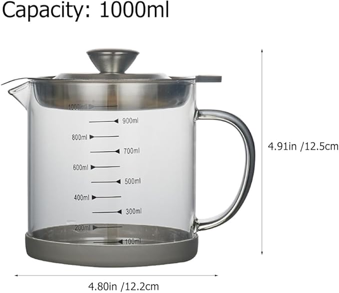 Grease Container with Fine Mesh Strainer 33.80Oz Bacon Grease can for Kitchen Oil Filtering and Storage with Handle for Cooking and Food Preparation