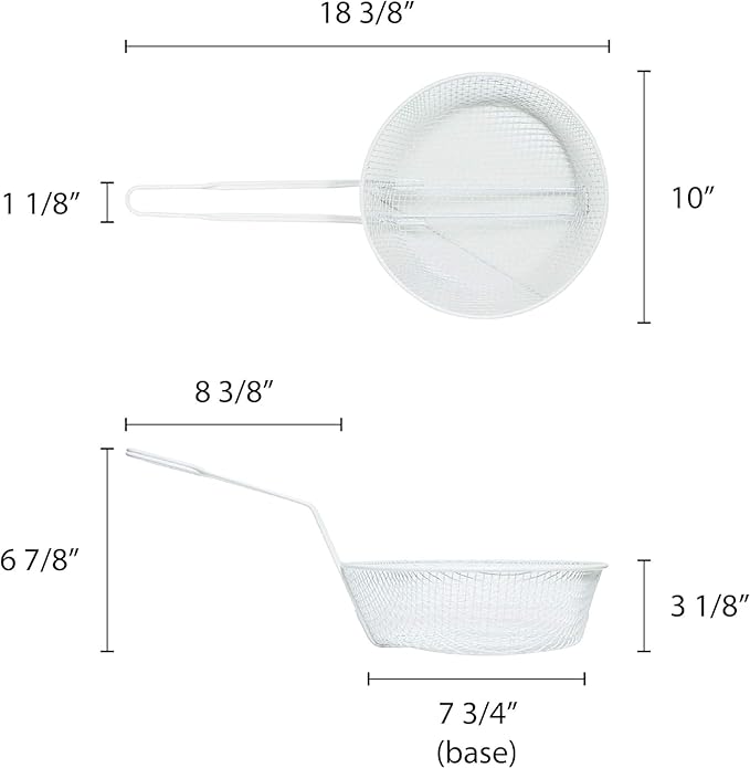 TrueCraftware- 12” Round Breading Basket Coarse Mesh 3" Deep- Culinary Basket for Dredging Chicken French Chips Onion Rings Chicken Wings Food Prep Basket Serving Strainer for Breadcrum Dishes