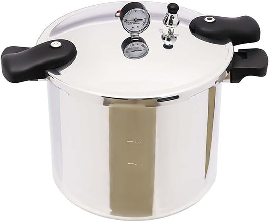 Pressure Cooker, Aluminum Pressure Cooker, Pressure Canner With Gauge Release Valve, 23 Quart Large Capacity, Cookware 90kpa HOT for Home Cooking, Silver