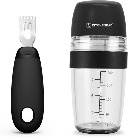 KITCHENDAO Citrus Lemon Peeler Zester Tool and 2 in 1 Salad Dressing Shaker Container with Juicer