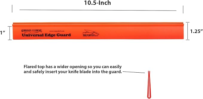 Ergo Chef Universal Knife Blade Edge Guard 10.5 Inch x 1 Inch for Knives up to 10” Blades, Durable BPA-Free Abs Plastic, Knife Protector, Orange