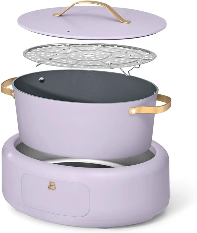 Beautiful 10-in-1 Electric Multi-Cooker, 6-Quart, Digital Display, Non-Stick Pot, One-Touch Control, 10 Cooking Functions (Lavender)