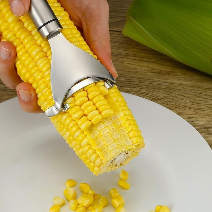 Stainless Steel Corn Peeler and Thresher Tool – Quickly Strip Corn Kernels from Cobs, Essential Kitchen Gadget for Effortless Corn Preparation