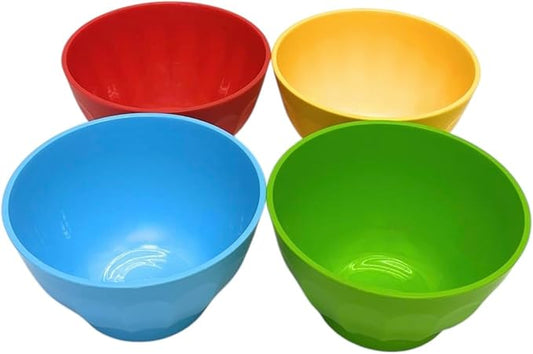 Mintra Colorful Unbreakable Plastic Bowl 4pk (Medium - 750ml Set 1 Blue, Yellow, Red, Green)