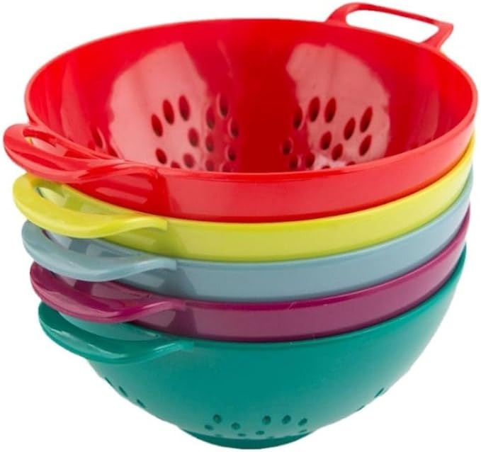 Heavy Duty 6 Inch Food Colander,Large Capacity Vegetable Strainer with Double Handles,Plastic Multipurpose Fruit Draining Basket for Kitchen(Light Blue)