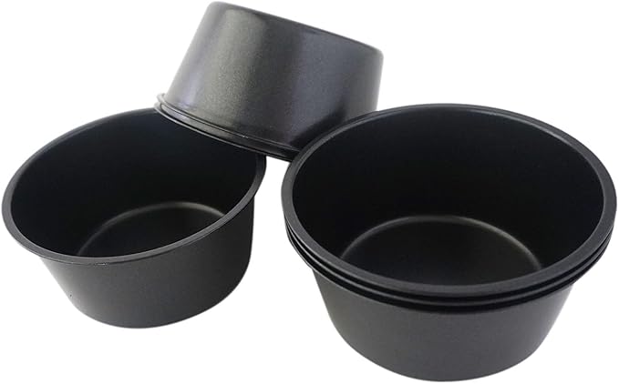 LoveDeal Muffin Pan Individual, 6Pcs Jumbo Muffin Tin Set, Nonstick Round Cupcake Pan for Baking Muffins, Popover, Egg Tarts, Quiche - Carbon Steel, Black
