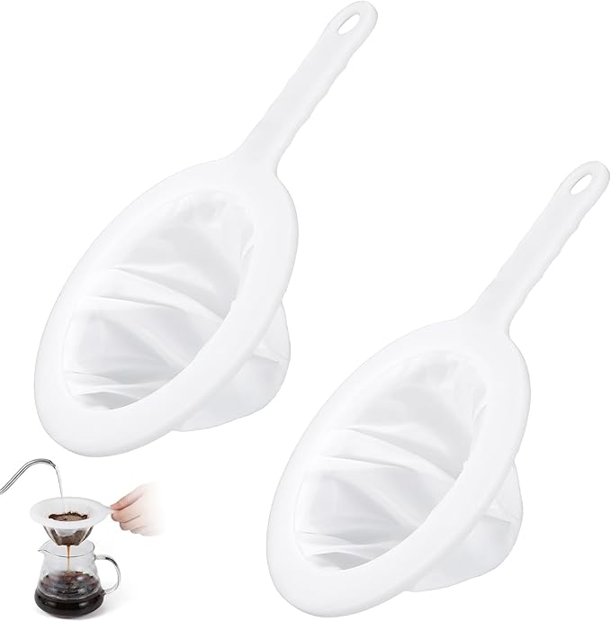 2 Pack Plastic Fine Mesh Strainer, Mesh Strainer with Handle 200&400Mesh Ultra Fine Plastic Sieve Small Kitchen Colander for Juice Yogurt Coffee Honey Milk Matcha