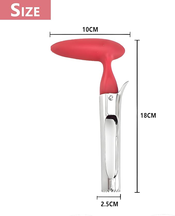 Apple Corer,Stainless Steel Fruit & Pepper Corer Tool with Serrated Blades for Apples,Pears & Bell Peppers | Dishwasher Safe (Red)