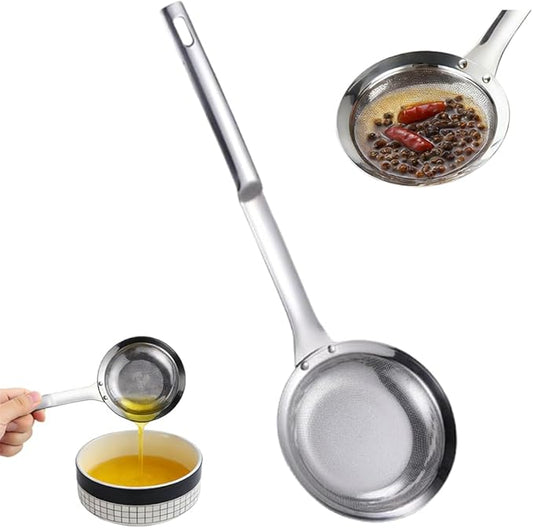 Fine Mesh Stainless Steel Colander, 2026 Upgrade Stainless Steel Fine Mesh Strainer with Handle, Sieve Mesh for Kitchen Cooking Oil Food Strainer Kitchen Gadgets (Large, 1pcs)