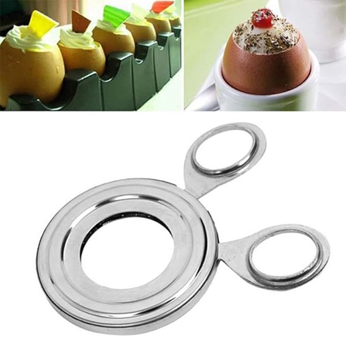 Acxico 2 pcs Kitchen Stainless Cooked Boiled Egg Cutter Scissors Clipper Slicers