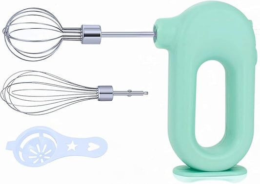 Wynboop MINI Household Cordless Electric Hand Mixer,USB Rechargable Handheld Egg Beater with 2 Detachable Stir Whisks 4 Speed Modes,Baking At Home For Kitchen,Lightweight Portable(Green)