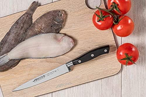 Arcos Forged Riviera Series - Sole/Fish Knife 7" - Nitrum Stainless Steel Blade - Polyoxymethylene (POM) Black Handle - Silver - Professional Cut and Durability