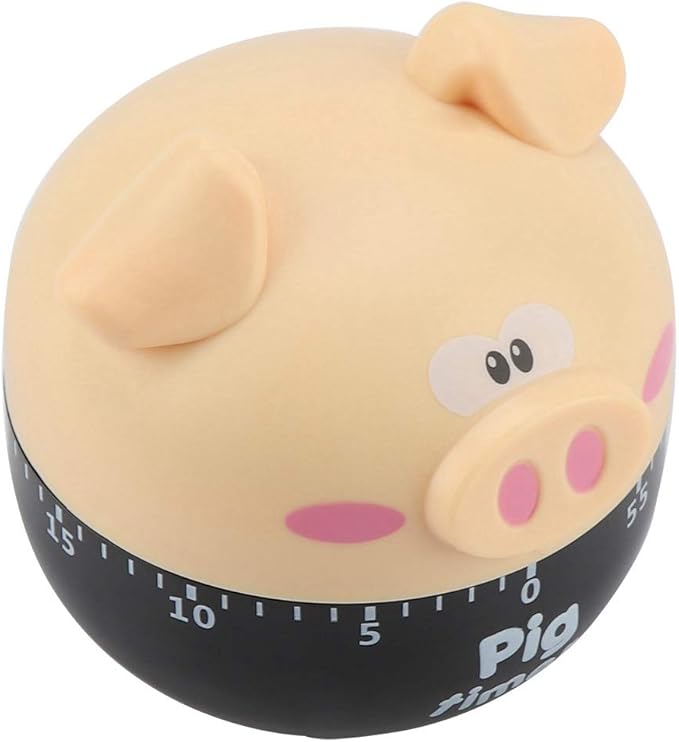 Cute Kitchen Timer, Piggy Wind up Timer Cooking Manual Kitchen Funny Mechanical Rotating Alarm for Kitchen Cooking Baking(Khaki)