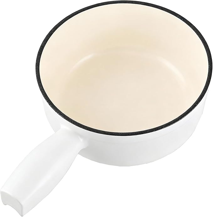 Swissmar Lugano Cast Iron Cheese Fondue Pot Replacement, 2 QT / 2 L – Compatible with Swissmar Lugano Fondue Sets – Ideal for Melting Cheese, Chocolate, & Caramel – Matte White