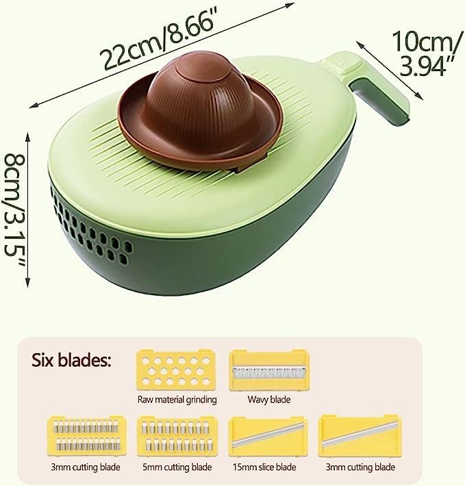 Kitchen cheese grinder, shredded potato grinder, slicing kitchen multifunctional vegetable cutter, coarse, medium, fine (green)