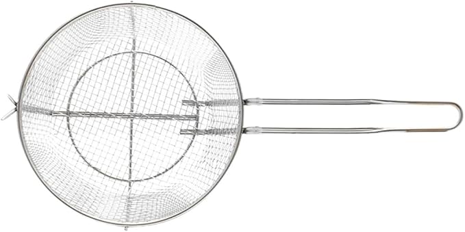 TrueCraftware-13” x 5-5/8" Heavy Duty Round Fry Basket Nickel Plated Iron -Sturdy Round Food Strainer for Home and Commercial Restaurant Kitchen Frying Chips Fish Sausages