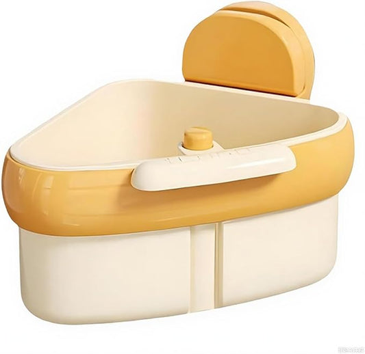 Suction Cup Sink Corner Rack,Sponge Storage Rack,Automatic Dumping Sink Strainer Basket,Suction Cup Basket,Food Drainer,Suitable for Kitchen Sinks, Dining Tables, and Kitchen,Islands,Bathroom (Yellow)