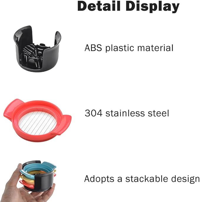 3-in-1 Egg Slicer for Hard Boiled Eggs, 3 Modes Multi-Purpose Wire Egg Cutter/Dicer with Plastics Non-Slip Base, Effortless Kitchen Gadget Tool for Soft Fruits,Strawberries,Salads