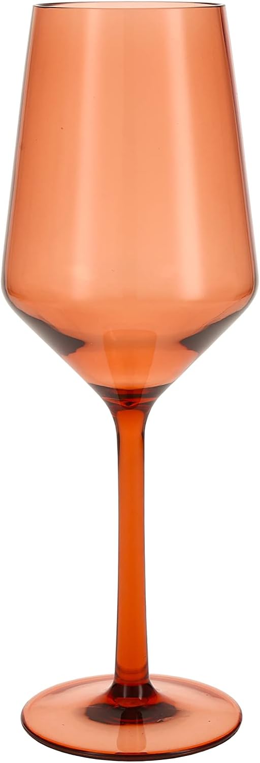 Fortessa Sole Outdoor Shatter Resistant BPA Free Premium Copolyester Plastic Drinkware 6 Pack, Terra Cotta Orange, Sauvignon Blanc Glass