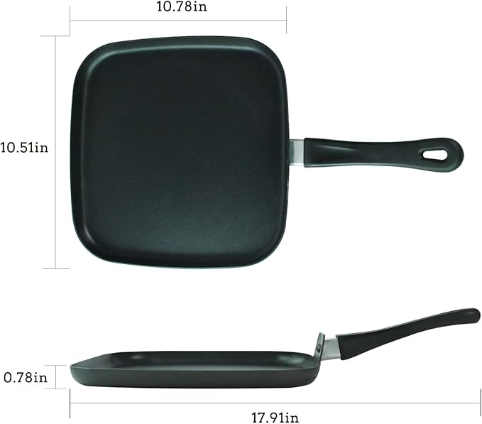 LECOOKING 10 Inch Square Griddle Pan, Nonstick Grill Pan for Cooking Eggs, Omelettes, and More, Griddle Cookware, PFOA Free