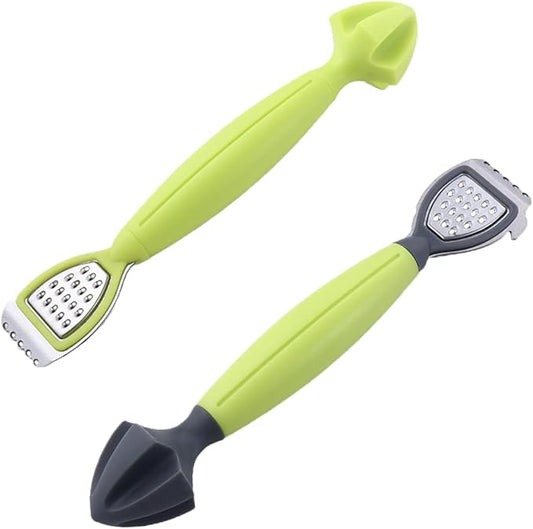 2 Pcs Lemon Zester Bar Tool, Multifunctional Orange Lemon Zester Citrus Reamer Lime Squeezer Cheese Grater, Plastic & Stainless Steel, Dishwasher Safe