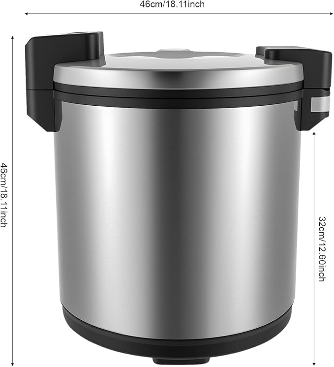 Commercial Rice Warmer, 6 Gal Stainless Steel Electric Rice Warmers with Spoon Good Heat Dissipating and 2 Temperature Settings Flip Lid with Lock Cylindrical Rices Warmer for Home Keep Food Warm Etc