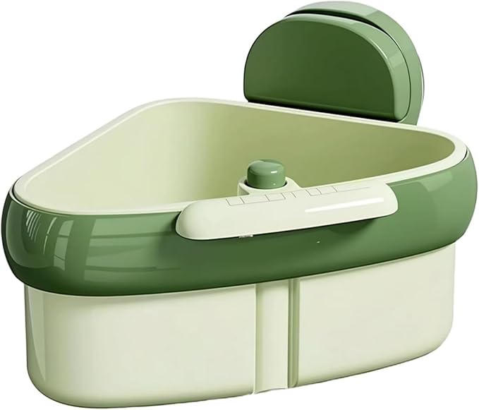 Corner Sink Strainer Food Waste Catcher for Sink, 2025 New Upgraded Suction Cup Press Sink Drainer Basket, Automatic Dumping Sink Strainer Basket (Green)