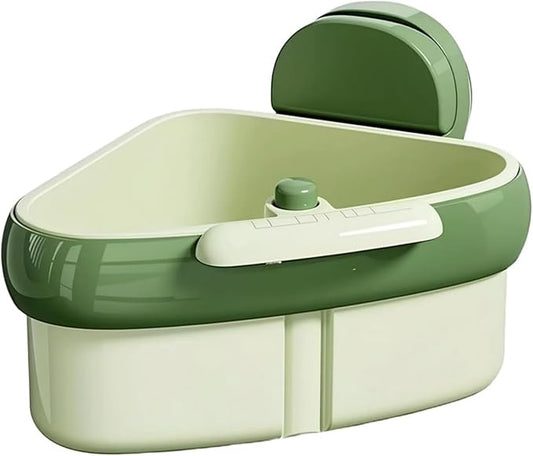 Corner Sink Strainer Food Waste Catcher for Sink, 2025 New Upgraded Suction Cup Press Sink Drainer Basket, Automatic Dumping Sink Strainer Basket (Green)