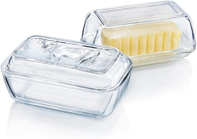 Luminarc European Tempered Glass Cow Butter Dish - 1 Pound Capacity