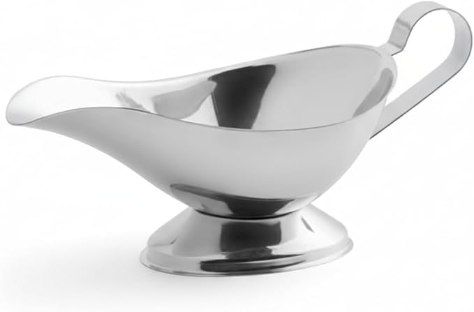 10oz Stainless Steel Gravy Boat | Roasting Sauce Dish Dispenser | Ergonomic Handle | Big Dripless Lip Spout | 10oz [1PK]