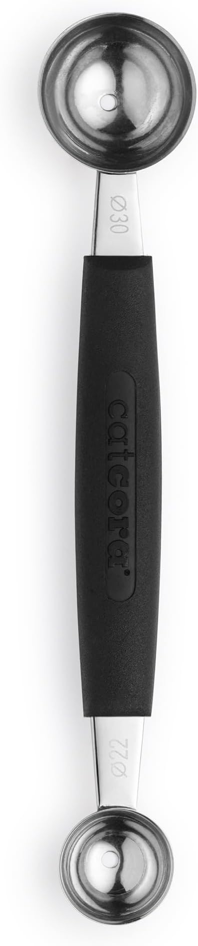 Cat Cora Melon Baller, Professional 18/8 Stainless Steel Dual Blades 22/30-MillimeterFor Melon Balls and Garnishes, Ergonomic Soft-Grip Handle
