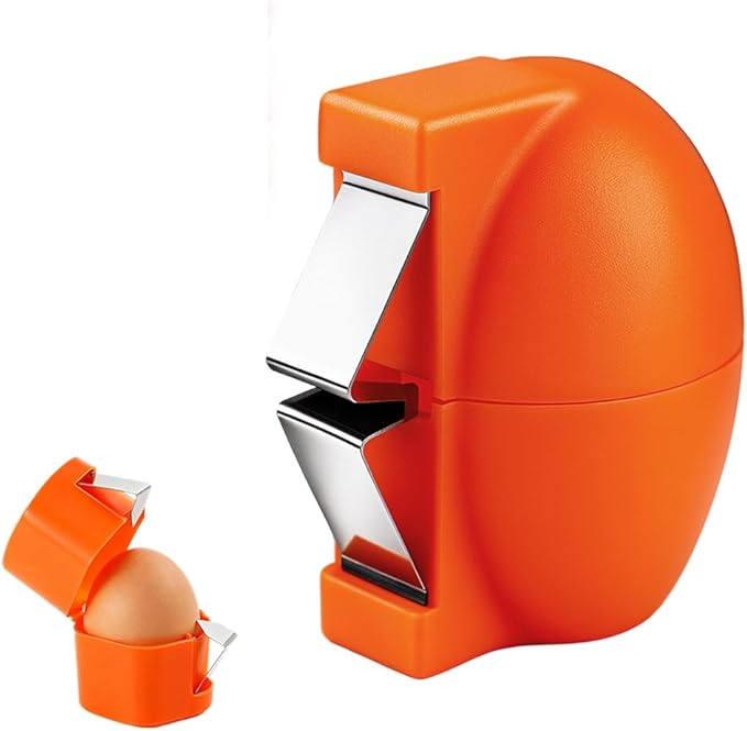 Egg Shell Opener Egg Cracker Tool, 2026 New Eggs Separator for Raw and Hard Boiled Eggs Peeler Shell Remover,Stainless Steel Eggshell Breaker Peeling Tool Portable Kitchen Gadgets (1, Orange)