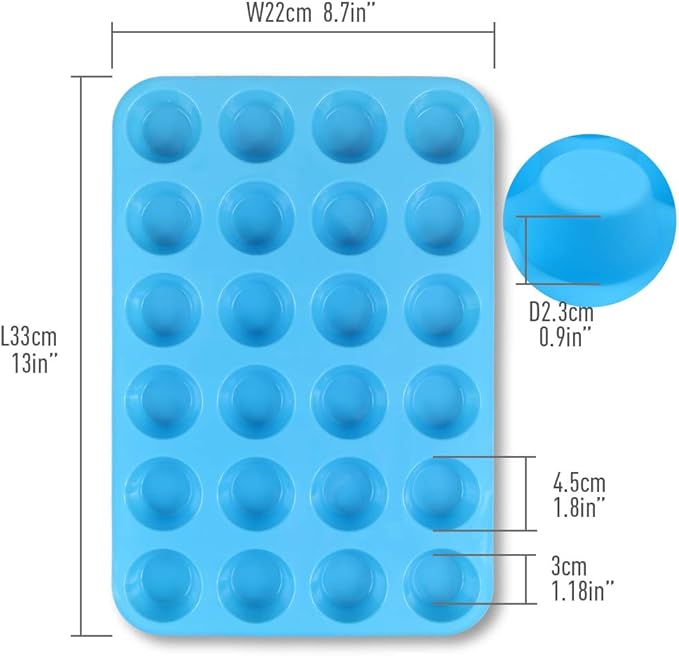 Cozihom Silicone Muffin Pan, Cupcake Pan, 24 Cups, Food Grade Egg Muffin Baking Silicone Molds, Non-stick, 3 Pcs