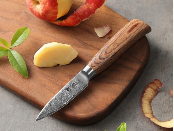 Wakoli EDIB Pro 3-Piece Damascus Kitchen Knife Set in Gift Box – Sharp Knives Set made of Genuine Damascus Steel (VG10 Core) – Santoku, Small Santoku & Paring Knife – Ergonomic Pakkawood Handles