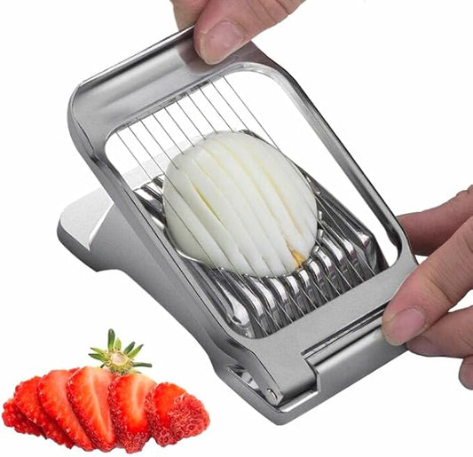 Stainless Steel Egg Slicer for Boiled Egg Cutter Strawberry Slicer Heavy Duty Heavy Duty Aluminium for Hard Boiled Eggs Wire Multi Dicer for Soft Fruit
