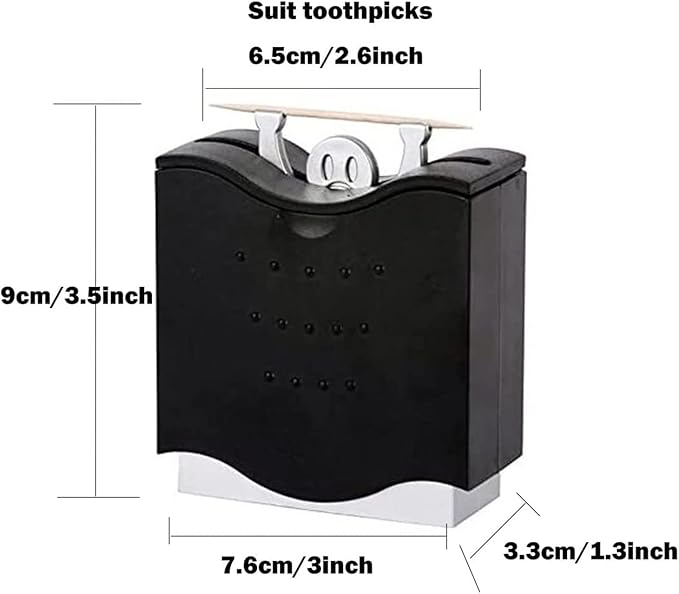 Fun Toothpick Holder - Cute Toothpick Dispenser ABS Fun Toothpick Holders Decorative Plastic Toothpick Holder (Black)