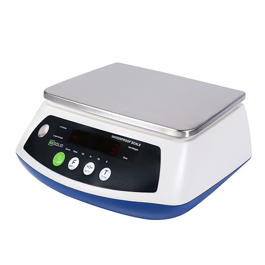 U.S. Solid IP68 Waterproof Bench Scale, 15 kg x 1 g (33 lb x 0.002 lb), Digital Food Scale for Aquatic Markets & Seafood Processing, Washable SS Platform Scale for Refrigerated Storage, Meat & Deli