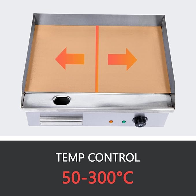 TBVECHI Commercial Electric Griddle, 3000w Stainless Steel Teppanyaki Grill Indoor Outdoor, Countertop Flat Top BBQ Plate with Thermostatic Control